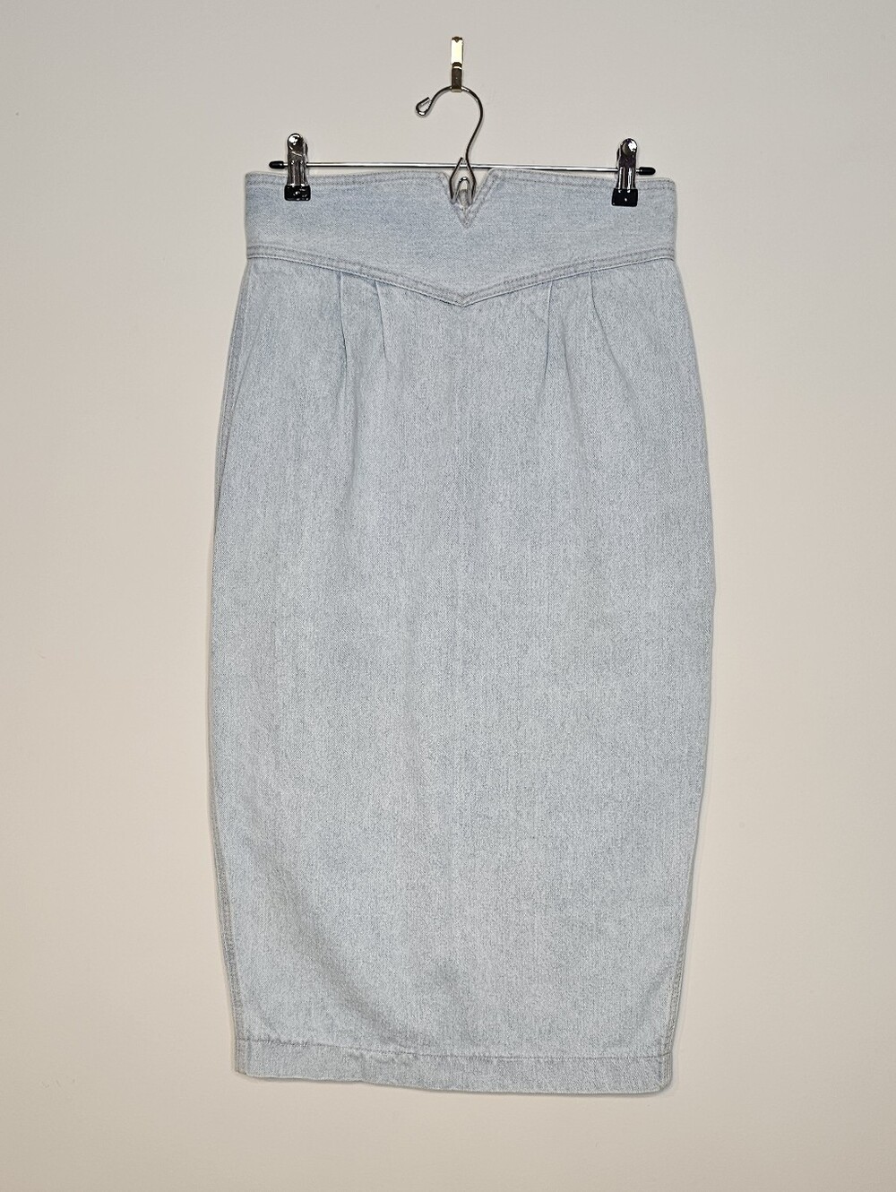 Vintage ZENA Midi Straight Denim Pencil Skirt Stonewashed Size 13 USA 80s 90s